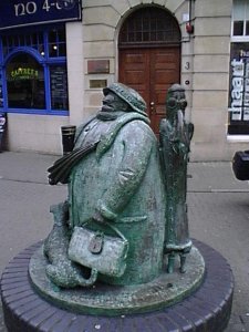 The "Giles" statue in Ipswich Town Centre.
