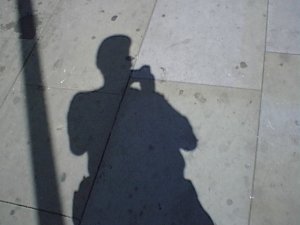 My shadow on a Manchester pavement.